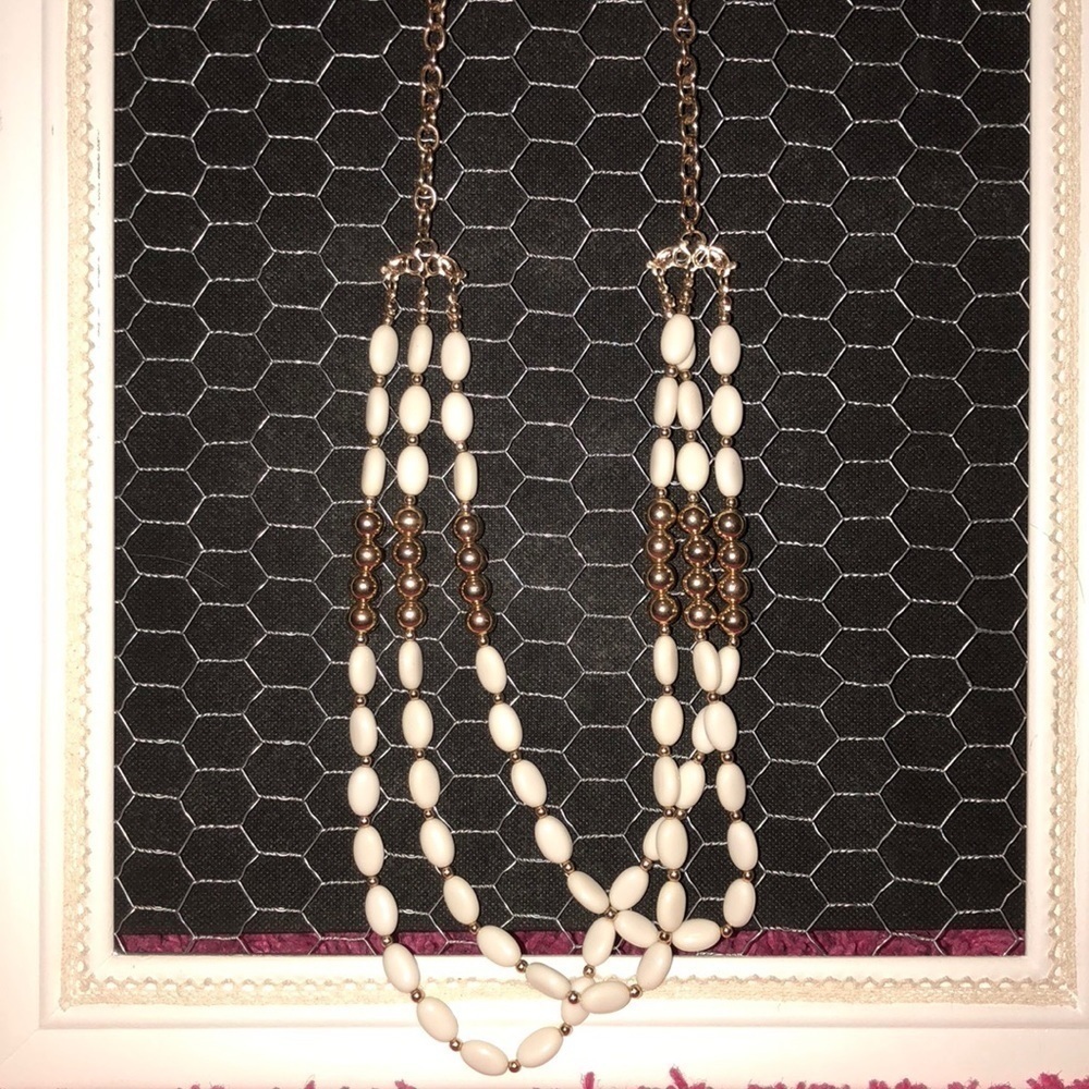 Icing Cream & Gold Colored Necklace